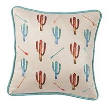  Serape Rustic Decorative Throw Pillow, 18 x 18-Inch Cream, Turquoise, Orange