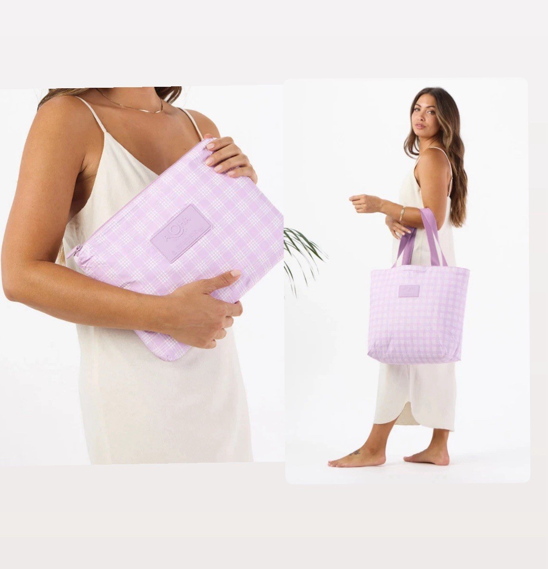 NWT Aloha Collection Palaka Zip Day Tripper Mid Pouch Light Purple Lavender Set