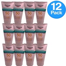 Eucerin Sensitive Mineral SPF 50 Sunscreen Lotion 4fl oz 12 Pack New Exp 01/27