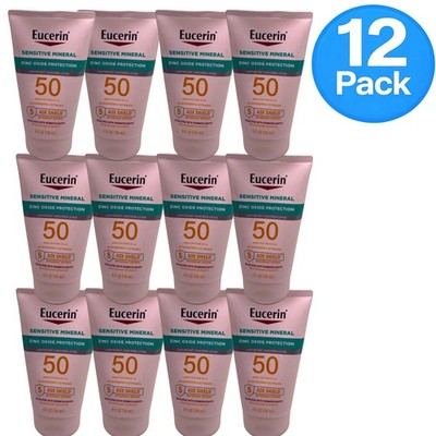 Eucerin Sensitive Mineral SPF 50 Sunscreen Lotion 4fl oz 12 Pack New Exp 01/27
