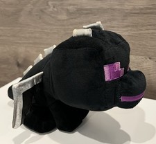 "Animal de peluche Minecraft Ender Dragon con alas plateadas/ojos morados 10"" de largo"