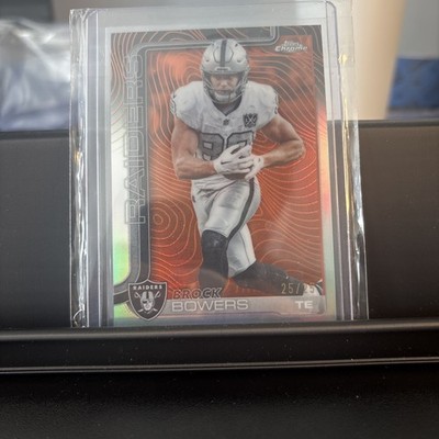 Brock Bowers 2025 Topps Chrome Orange Refractor /25 Las Vegas Raiders SSP #178