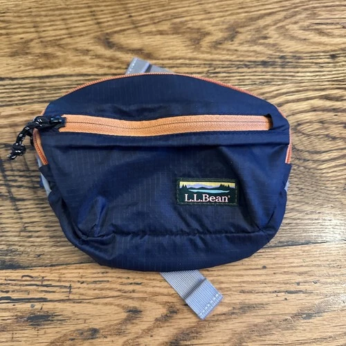 Vintage LL Bean Multi Pocket Hip Fanny Pack Blue Orange Buckle