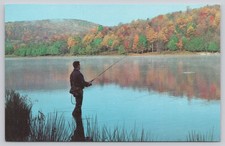 Vintage Fishing Postcard Autumn Lake Wisconsin Mike Roberts G. R. Brown Co.