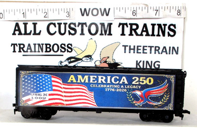 HO SCALE CUSTOM LETTERED  AMERICA 250  REEFER *A***AVAIL IN O SCALE.*** W-20