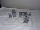 Vintage Marx Toys Silver Office Furniture Hard Plastic Pieces Accesories Lot
