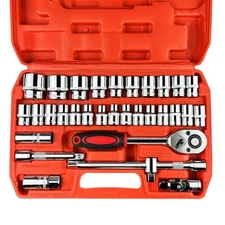 32pcs 1/2" Drive Impact Socket Set,Metric, Deep with 3/8"F to 1/2"M Universal...