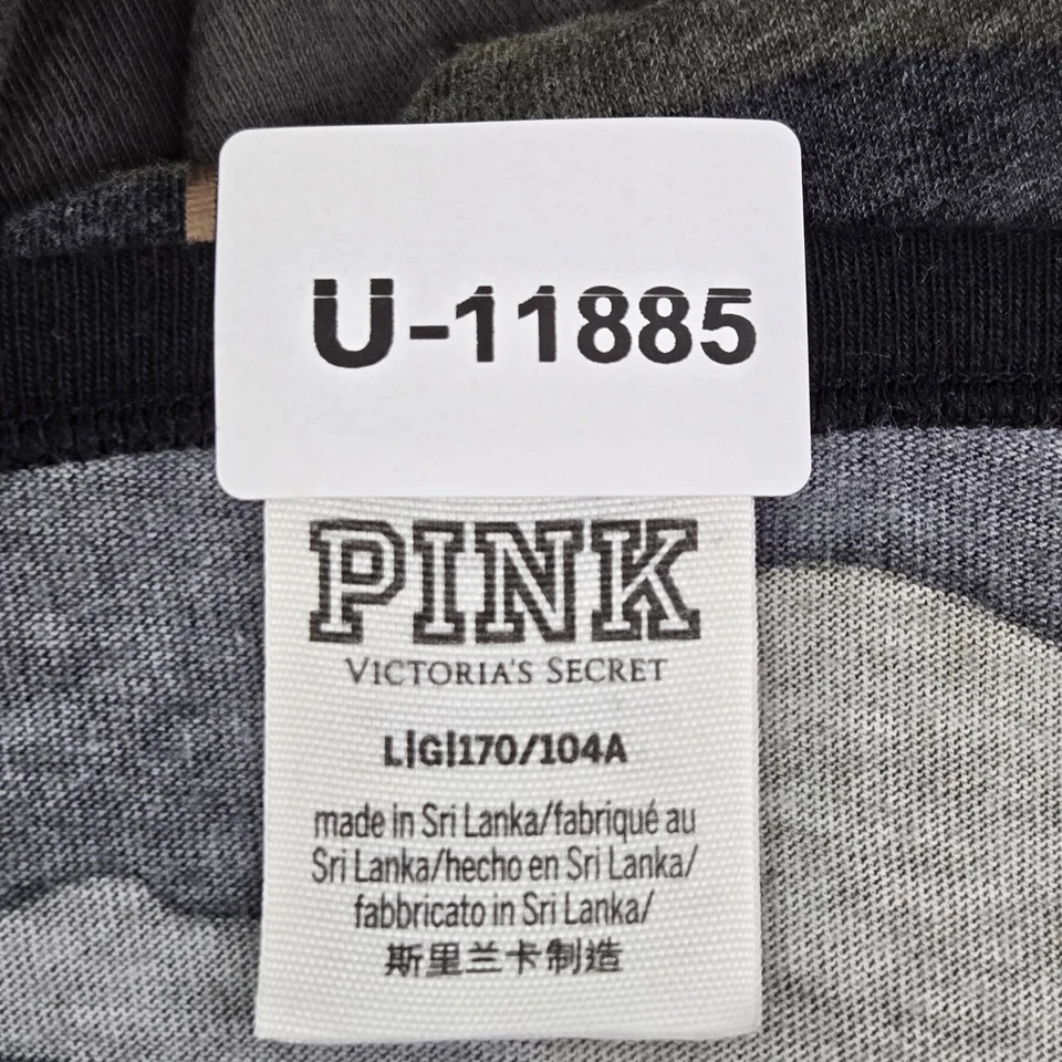 Camisa ROSA Victoria's Secret para mujer L verde camuflaje cuello redondo campus universitario Foto 3 de 4