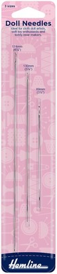 Hemline Hand Sewing Doll Needles, Pack of 3, Different Sizes Siliver 