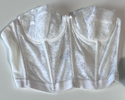 Vintage Sears White Lace Corset Bustier Lingerie Bra 80s 36C Pin Up
