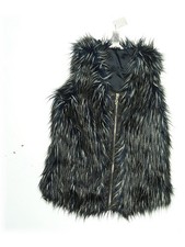 NWT Guess Kids Girls Black Faux Fur Vest 16