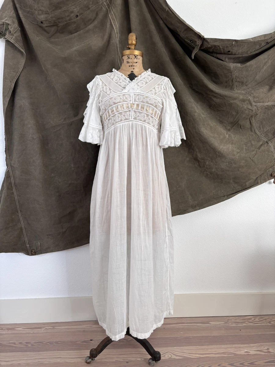 white empire waist dress A-Line Off The Shoulder Wedding Guest Customized sleeve length and dress length are available Empire Waist White Vintage Dresses