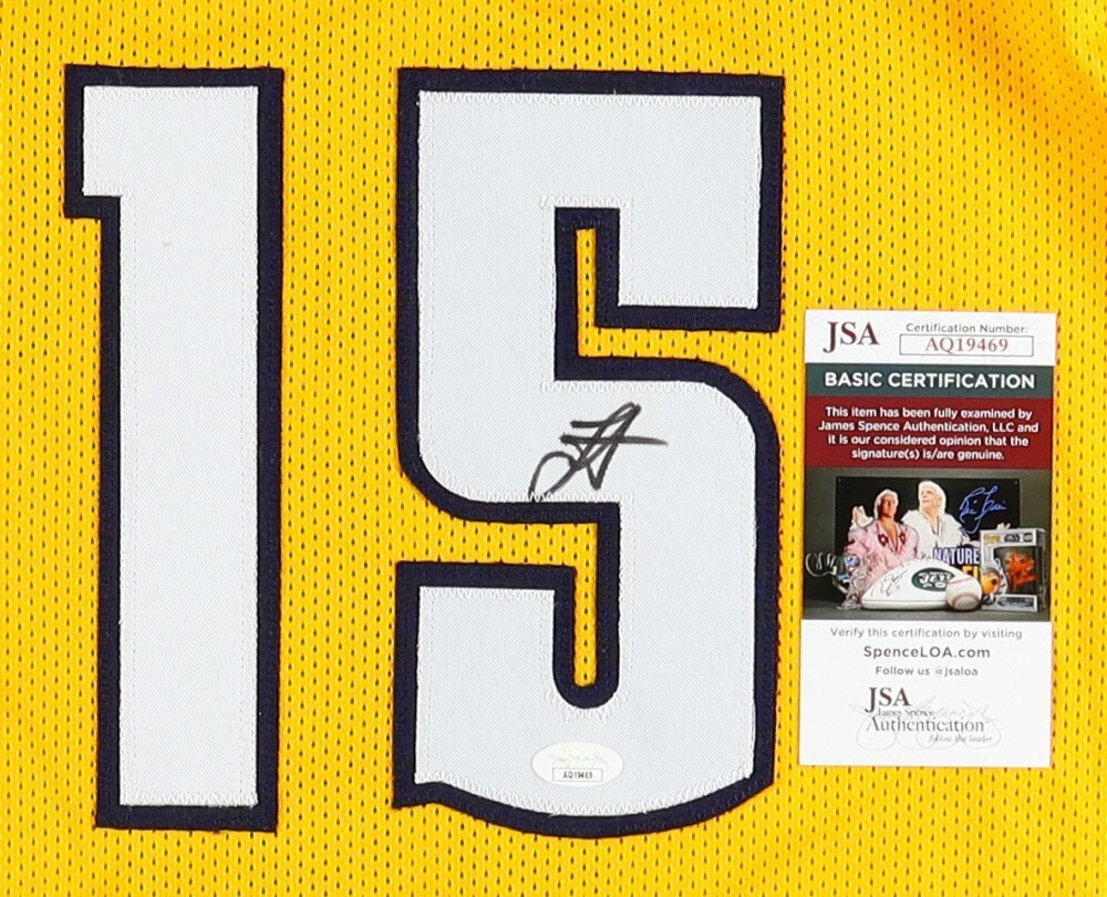 Nikola Jokic Autographed Signed Denver Nuggets 3x NBA MVP yellow Jersey JSA 