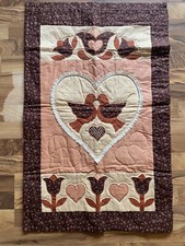 Vtg. Folkhearts Flowers Quilt by Calico Hills Farm - 24" x 36" wallhanging