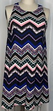 PLANET GOLD WOMEN'S MAXI DRESS CREW NECK SLEEVELESS MULTICOLOR SIZE SMALL