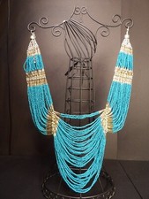 statement necklace Turquoise in color multi strand