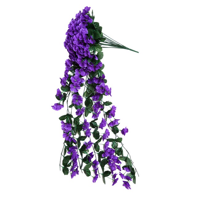 Artificial Silk Violet Flowers Hanging Vine for Wedding Party Balcony
