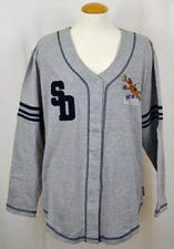 Scooby Doo Women's Baseball Jersey Cartoon Network Embroidered Buttoned Gray NWT
