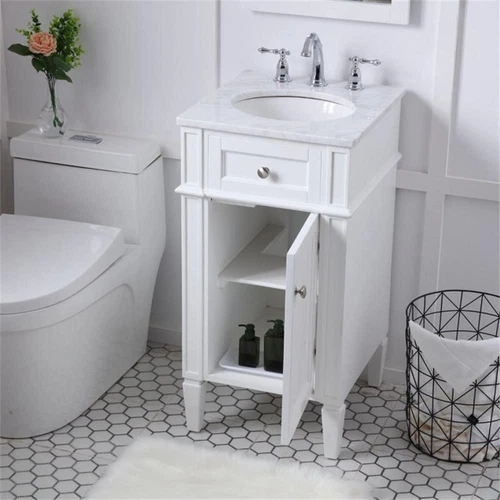 Elegant Decor Park Avenue 18" Single Marble Top Bathroom Vanity in White - Picture 8 of 18