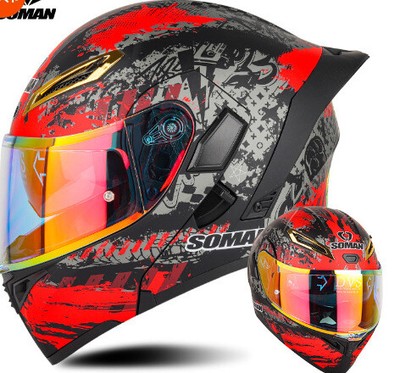 DOT Approved Motorcycle Helmet Double Visor Flip Up Motocross Helmet Four Season