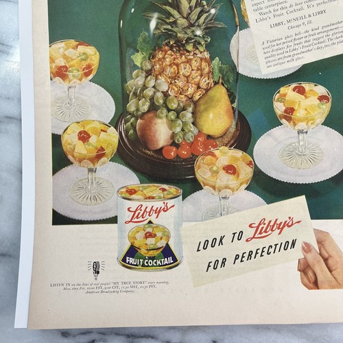 Libby's Fruit Cocktail - Real Centerpiece Fruits 1946 Vintage LIFE Print Ad - Picture 4 of 9