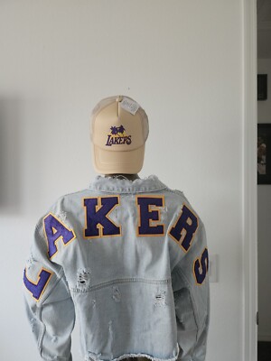 Custome Lakers Crop Demin Coat
