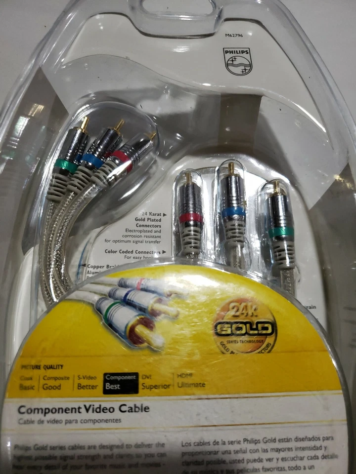 Philips M62796 Component Video Cable 24k Gold, 12 feet New Sealed FAST SHIP - Image 3 of 4