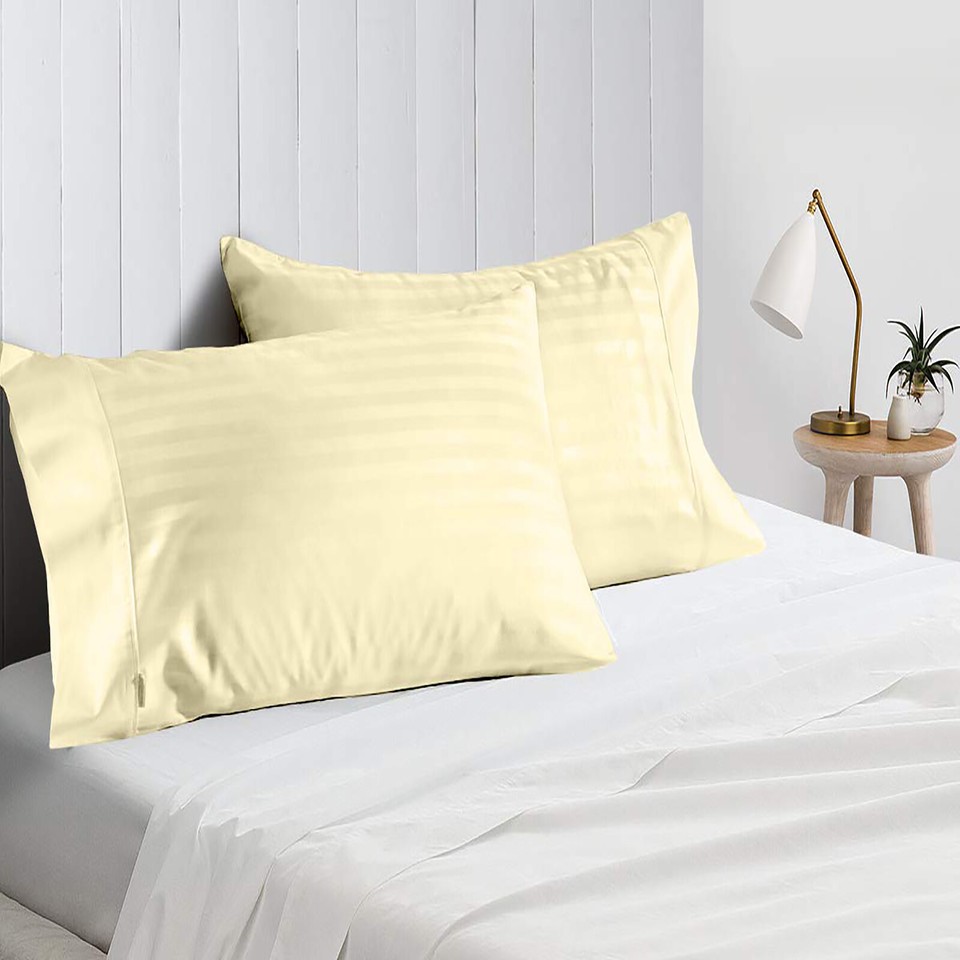 Extra Deep Pocket Fitted Sheet+2 Pillow Case 1200 TC 100 Cotton Ivory