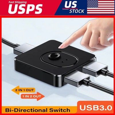 Two Way USB 3.0 Switch Selector 2 in 1 out KVM Adapter Box For Printer Keyboard