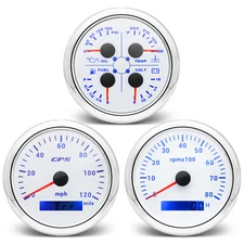 3 Gauge Set 85mm GPS Speedometer 120MPH Tacho 8000RPM&4 IN 1 Gauge for Boat Car 