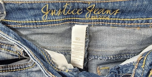 Justice Distressed Denim Jean Shorts for Young Girls, Junior Size 8, Waist 22" - Picture 5 of 5