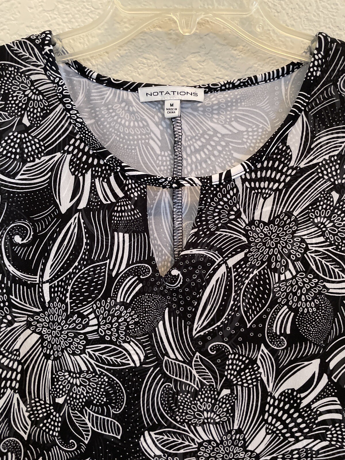 Notations Floral Patterns Blouse Medium Sheer Ove… - image 2