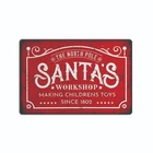 TIN SIGN 1950 VINTAGE REPLICA SANTA'S WORKSHOP CHRISTMAS METAL POSTER