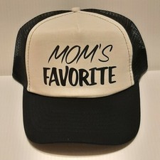 MOM'S FAVORITE MESH TRUCKER CAP SNAP BACK PICK COLOR SAYING