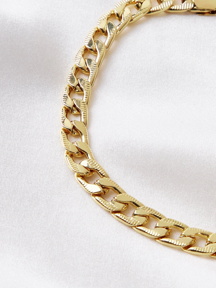 Pulsera Esclava Brazalete de Acero Inoxidable en Oro 10K Para