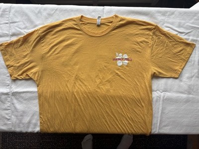 Trader Joe's Employee Crew Shirt Yellow Hibiscus Logo XL American Apparel Tee