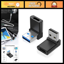 2 Pack Right Angle USB A to USB C Adapter - 90 Degree Connector for Space Saving