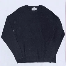 Schott Bros Black wool blend Ribbed Knit Crew Neck warm Pullover Sweater XL