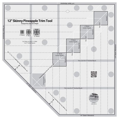 Creative Grids Skinny Pineapple Trim Tool 12-1/2-Inch x 12-1/2-Inch Quilt Ruler
