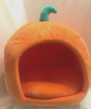 Pumpkin Shape Pet House Bed Cave Tent Cat Puppy Dog Removable Cushion 18x15x16