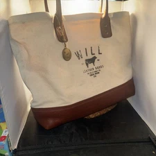 WILL LEATHER GOODS Canvas & Leather Tote Bag-SOLD As IS