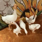 Vintage Goose or Swan Family Figurines Milk Glass 1 1/2” - 4 1/2” Tall Miniature