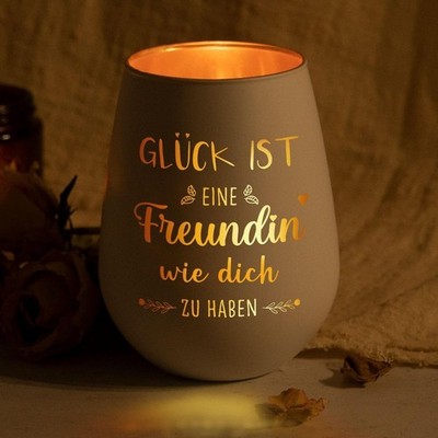Geschenke für Freundin, Windlicht mit Gravur Freundin Geschenk, Teelichthalte...