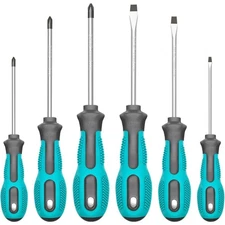 Magnetic Tip Screwdriver Set 6 Piece and Flat Head Professional Non