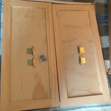 Raised Panel Unfinished Wood Cabinet Door Set, Pine Wood 2-Pack for Cabinets