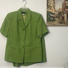 Vintage Green Shortsleeve Jacket And Skirt Set Size 14