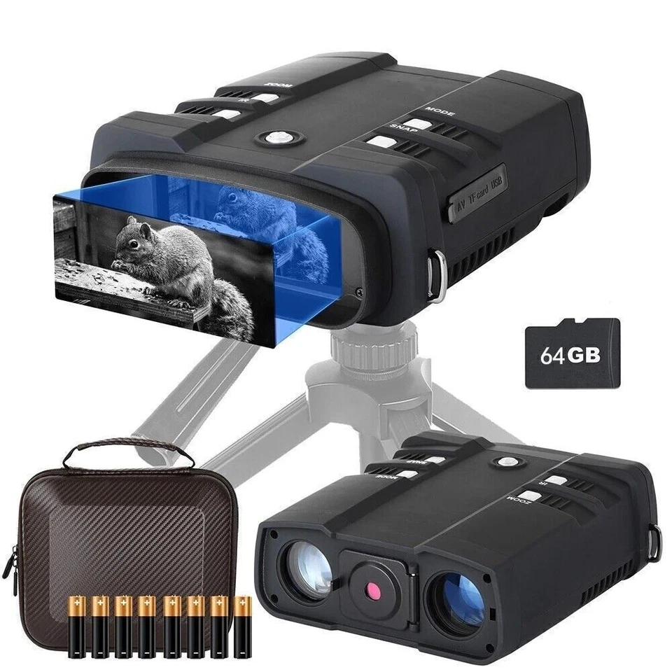 FHD300 1-3x Digital Zoom Night Vision Binoculars Infrared Camera 1080P +64G Card - Image 3 of 4