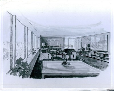 1966 Prudential Center Apartments Boston Interior Sketch Architecture Photo 8x10