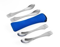 4Pcs 3 In 1 Edelstahl Campingbesteck Spork Gabel LöFfel Cutter Outdoor Utensil