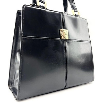 Saint Laurent Paris Hand Bag Tote Purse Logo Leather Black Authentic